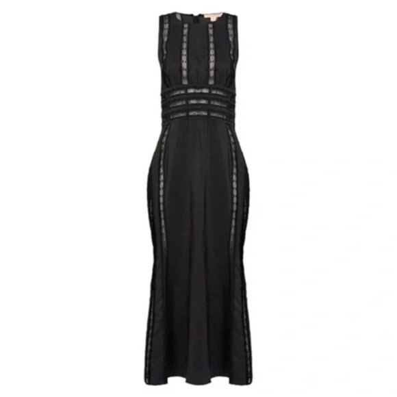 Brock Collection Omayara Lace-trimmed Silk Blend-crepe Dress Black XL - Picture 1 of 10